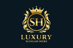 Initial SH Letter Royal Luxury Logo template in vector art for luxurious branding projects and other vector illustration.