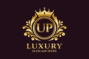 Initial UP Letter Royal Luxury Logo template in vector art for luxurious branding projects and other vector illustration.