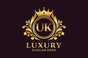 Initial UK Letter Royal Luxury Logo template in vector art for luxurious branding projects and other vector illustration.