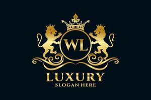 Initial WL Letter Lion Royal Luxury Logo template in vector art for luxurious branding projects and other vector illustration.