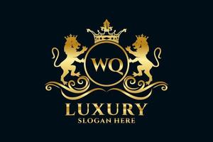 Initial WQ Letter Lion Royal Luxury Logo template in vector art for luxurious branding projects and other vector illustration.