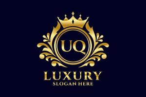 Initial UQ Letter Royal Luxury Logo template in vector art for luxurious branding projects and other vector illustration.