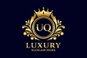 Initial UQ Letter Royal Luxury Logo template in vector art for luxurious branding projects and other vector illustration.