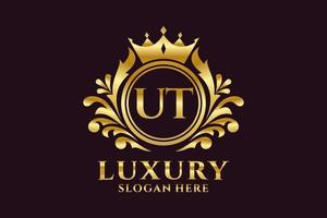 Initial UT Letter Royal Luxury Logo template in vector art for luxurious branding projects and other vector illustration.