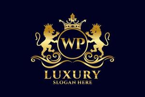 Initial WP Letter Lion Royal Luxury Logo template in vector art for luxurious branding projects and other vector illustration.