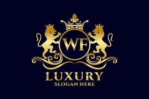 Initial WF Letter Lion Royal Luxury Logo template in vector art for luxurious branding projects and other vector illustration.