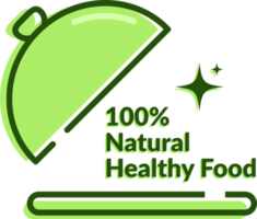 Texto de comida saudável 100 por cento natural no prato png