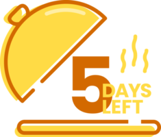 5 days left countdown dish icon for cafe restaurant opening and new menu png
