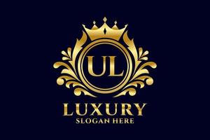 Initial UL Letter Royal Luxury Logo template in vector art for luxurious branding projects and other vector illustration.