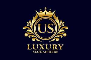 Initial US Letter Royal Luxury Logo template in vector art for luxurious branding projects and other vector illustration.