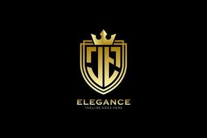 initial JT elegant luxury monogram logo or badge template with scrolls and royal crown - perfect for luxurious branding projects vector