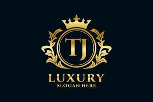 Initial TJ Letter Royal Luxury Logo template in vector art for luxurious branding projects and other vector illustration.