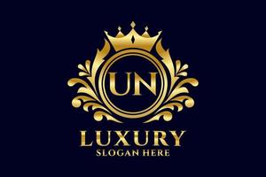 Initial UN Letter Royal Luxury Logo template in vector art for luxurious branding projects and other vector illustration.