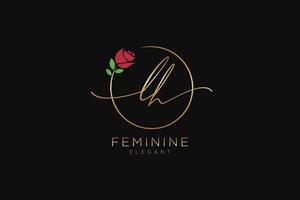 monograma de belleza de logotipo femenino inicial lh y diseño de logotipo elegante, logotipo de escritura a mano de firma inicial, boda, moda, floral y botánica con plantilla creativa. vector