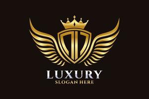 Luxury royal wing Letter NI crest Gold color Logo vector, Victory logo, crest logo, wing logo, vector logo template.