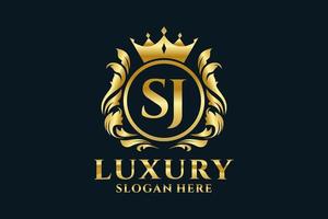 Initial SJ Letter Royal Luxury Logo template in vector art for luxurious branding projects and other vector illustration.