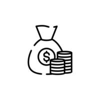 dinero, efectivo, riqueza, pago línea punteada icono vector ilustración logotipo plantilla. adecuado para muchos propósitos.