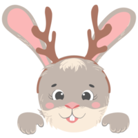 Hase, der mit einem Rehgeweih herausschaut png