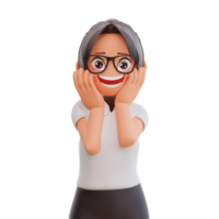 Young businesswoman smiling posing happy 3d cartoon illustration png