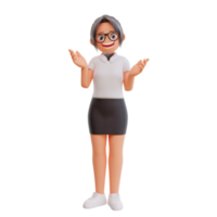 junge geschäftsfrau erklären etwas 3d-cartoon-illustration png