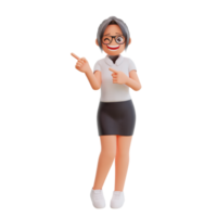 Young businesswoman showing something 3d cartoon illustration png