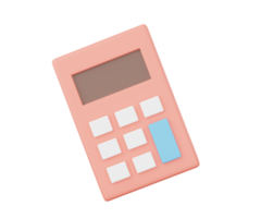 Icono de calculadora 3d. calculadora rosa. representación 3d png