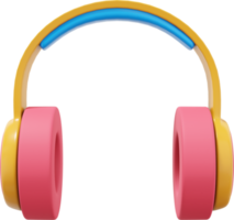 fones de ouvido multicoloridos. png fundo transparente. ícone de música. renderização 3D.