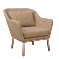 kleding stof fauteuil zacht kussen met metaal been 3d renderen modern interieur ontwerp voor leven kamer png