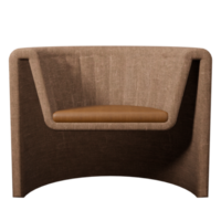 Fabric modern armchair sofa with brown leather seat 3d rendering modern interior design for living room png