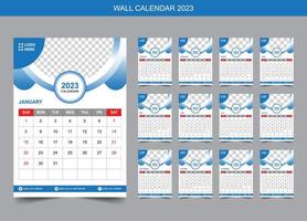 calendario de pared moderno 2022 plantilla de diseño creativo y colorido vector