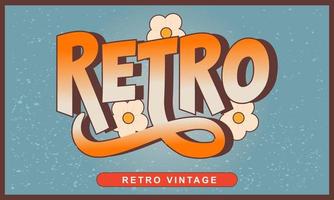 Retro radio, vintage editable 70s and 80s, Retro and classic text style vector