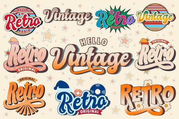 Retro original classic background, vintage, editable 70s and 80s, Retro and classic text style
