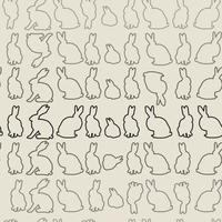 un patrón de un conjunto de conejos, contorno de liebres de diferentes tonos de gris. fondo blanco aislado, manchas, sombras. ilustración vectorial en caos en la mezcla. vector