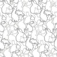 A pattern from a set of Rabbits, hares contour of different shades of gray. Isolated White Background, spots, shadows. Vector illustration in chaos in the mix.