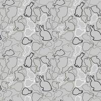 A pattern from a set of Rabbits, hares contour of different shades of gray. Isolated White Background, spots, shadows. Vector illustration in chaos in the mix.