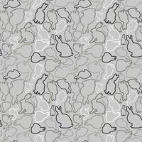 A pattern from a set of Rabbits, hares contour of different shades of gray. Isolated White Background, spots, shadows. Vector illustration in chaos in the mix.