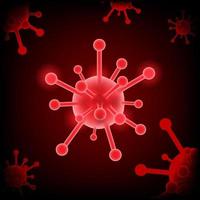 virus. vector abstracto 3d microbio aislado sobre fondo rojo. virus informático, bacterias alérgicas, atención médica, concepto de microbiología. germen de enfermedad, organismo patógeno, microvirología infecciosa