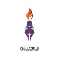 logotipo de icono de pluma de antorcha abstracta vector