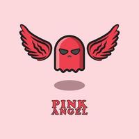 red ghost character with angel wings vector logo icon