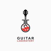 simple guitar laboratory vector logo icon