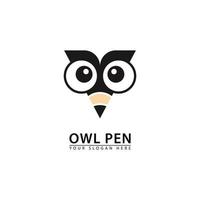 writing pen beak combination owl logo icon. vector