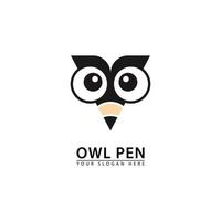 writing pen beak combination owl logo icon. vector