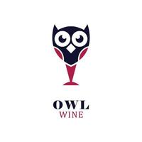 icono de logotipo abstracto de combinación de vino owl. vector