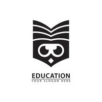 open book logo icon above the owl's head. vector