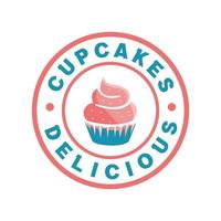 logo de panadería de cup cakes abstractos, plantilla de diseño vector