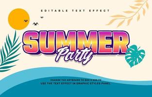 Summer party editable text effect template vector