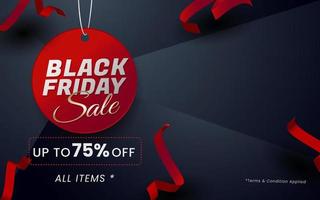 Black Friday Sale banner background template with hanging tag vector