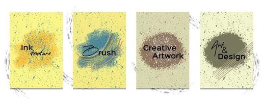 Ink brush abstract grunge texture creative art design modern artwork vertical background set. vector