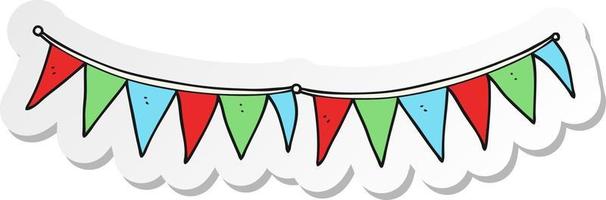 sticker of a cartoon bunting flags vector