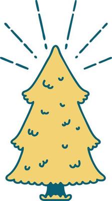 illustration of a traditional tattoo style pine tree